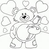 Teddy Bear Coloring Pages Rose Heart Valentine Roses Hearts Drawing Bears Color Characters Holding Drawings Friends Seipp Dave Drawn sketch template