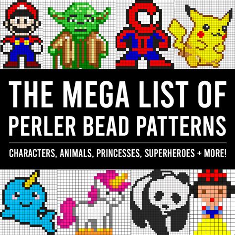 giant list  perler bead patterns fuse beads melty beads