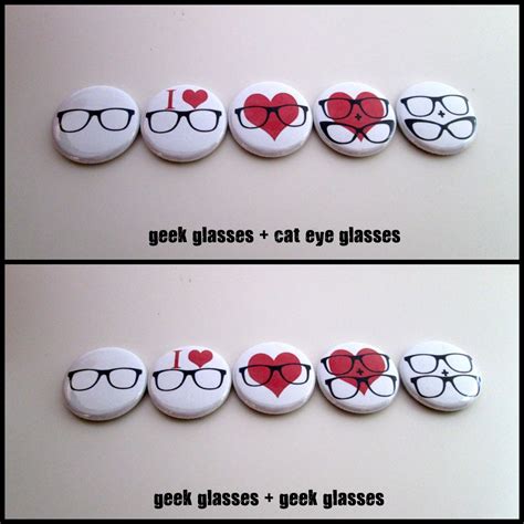 Geek Glasses Nerd Love Five Button Set · Mashatshoppe