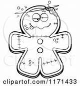 Zombie Gingerbread Mascot Coloring Outlined Clipart Cartoon Vector Drunk Cory Thoman Screaming sketch template