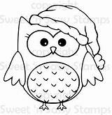 Owl Christmas Santa Digital Stamps Coloring Stamp Fun Drawing Pages Buhos Dibujos Owls Sassy Sweet Sentiments Cute Paper Color Simple sketch template