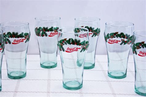 Vintage Coca Cola Christmas Glasses By Libbey Glass Set Of