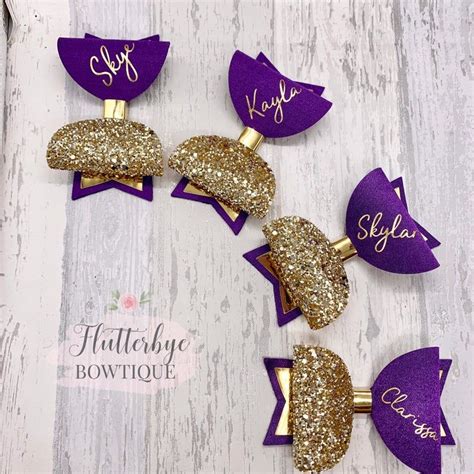 stunning purple and gold personalised hair bow other
