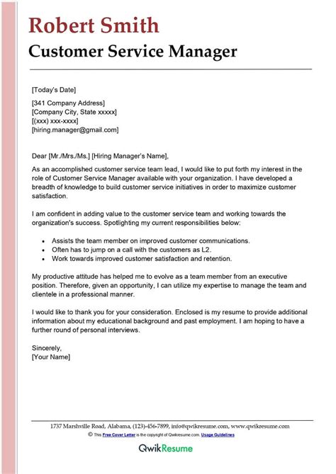customer service professional cover letter examples qwikresume