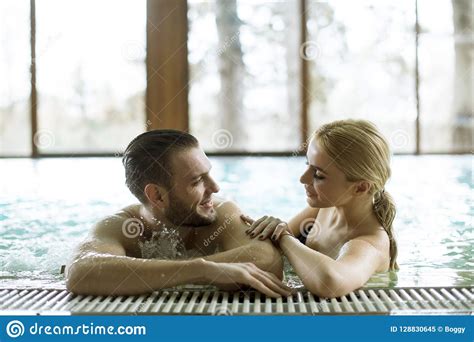 Loving Couple Relaxing In Hot Tub Stock Image Image Of Leisure