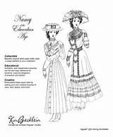 Edwardian Coloring Pages Dress Dresses sketch template