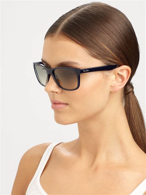 ray ban square top acetate sunglasses in black lyst