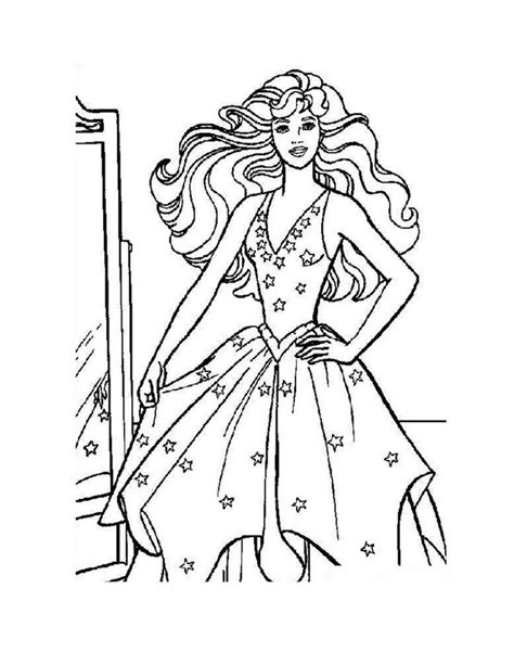 coloring barbie page   beautiful dress