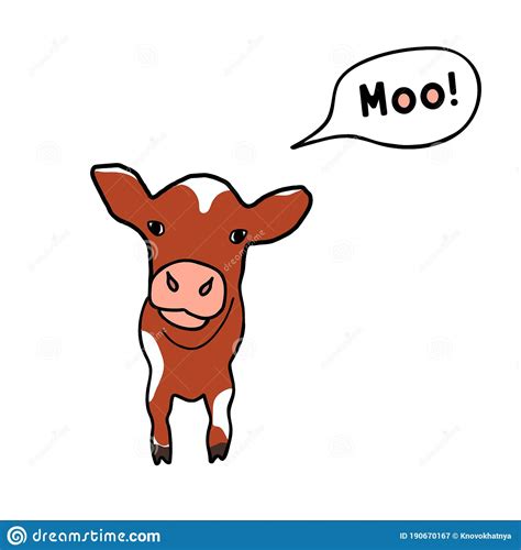 Cow Mooing Flat Color Vector Illustration Stock Illustration
