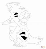 Coloring Tyranitar Pages Drawing sketch template