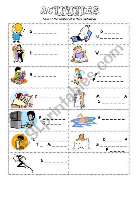 activities esl worksheet  clem