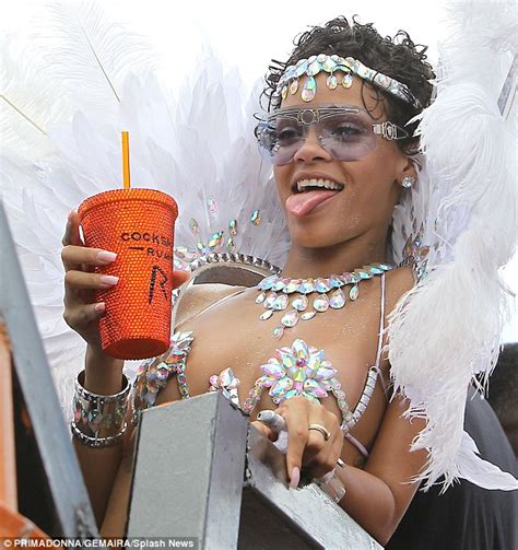rihanna sips hip flask and dances in bejewelled bikini at barbados