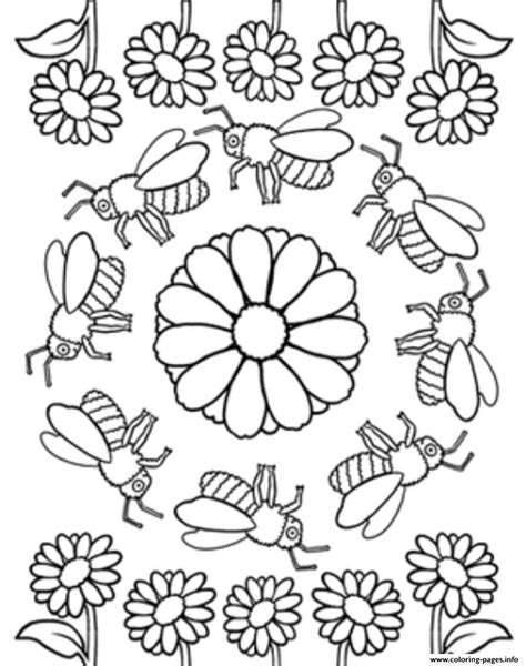 bees mandala  coloring page printable