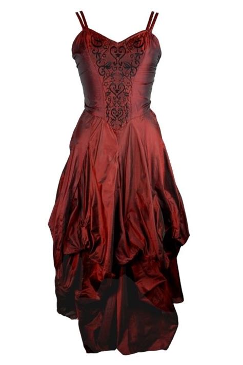 dark star gothic dress maroon polysilk floaty goth dress  embroidery detail goth dress