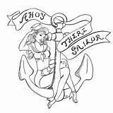 Girl Sailor Tattoo Tattoos Drawing Drawings Outline Zombie Getdrawings Pinup 2010 Banner Navy Anchor Girls Fern Ahoy There August sketch template