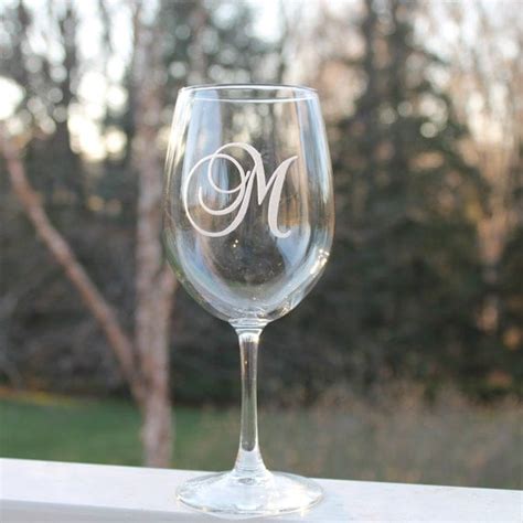 Monogram Etched Wine Glass Wine Glass Etched By Stoneeffectsmd