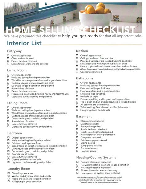 home selling checklist homesellingchecklist selling house checklist
