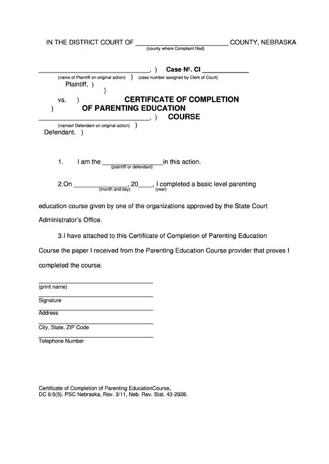 fillable certificate  completion  parenting education