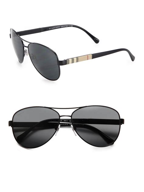 Burberry 59mm Check Print Aviator Sunglasses In Black For
