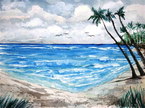 watercolor paintings art  derek mccrea beach painting paradise