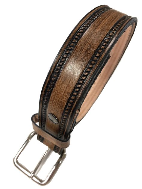 rope design handmade mens leather belt  wide work casual western