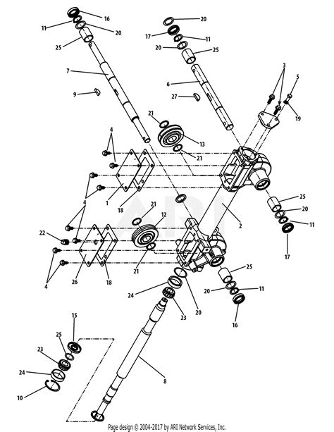 troy bilt   bronco crt roto tiller  parts diagram  transmission assembly