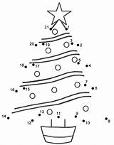 Dots Christmas Connect Tree Coloring Count Print sketch template