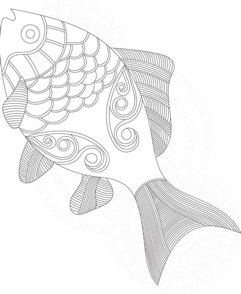 fish mandala coloring pages  kids  vector art  vecteezy