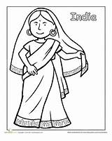 Coloring Indian Traditional Pages Clothing India Culture Para Kids Spanish Colorear Around Paper Worksheet Worksheets Dolls La Del Asian Colouring sketch template