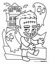Halloween Coloring Pages Kids Frankenstein Kid sketch template