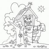 Coloring Pages Kids Older Printable Detailed Tree House Treehouse Popular Summer sketch template
