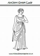 Greek Ancient Greece Colouring Ladies Coloring Sheets Kids Kidspuzzlesandgames sketch template