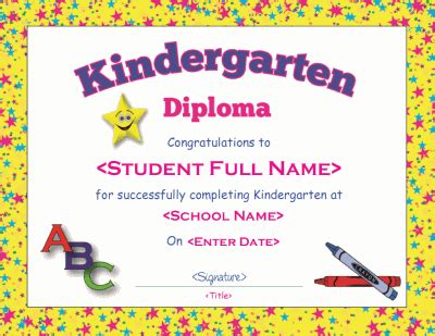 kindergarten diploma template