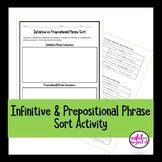 infinitive prepositional phrase sorting activity prepositional