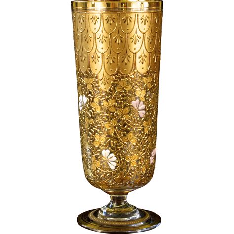 Moser Beautifully Gilded Footed Glass Glass Glass Art Moser Glass