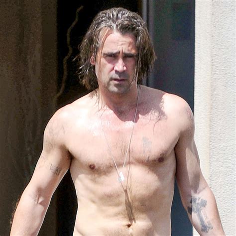 colin farrell goes shirtless shows off hot body after yoga e online