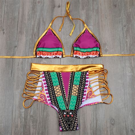 2018 new african print plus size swimwear bikini set sexy geometric
