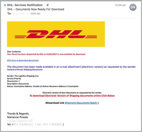 fake parcel email scam mimicking dhl   rounds