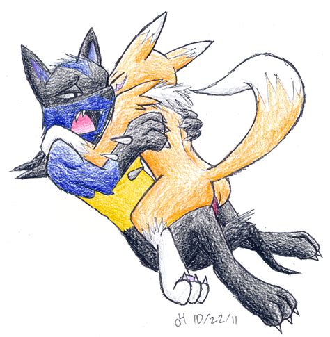 rule 34 crossover digimon female foxred64 girl on top lucario male