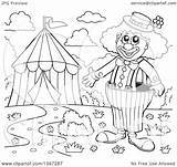 Circus Lineart Clown Happy Top Clipart Illustration Presenting Tent Big Royalty Visekart Vector Clip Transparent Clipartof sketch template