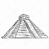 Pyramid Aztec Mayan Drawing Maya Vector Piramide Dibujo Pirámide Pyramids Temple Hand Tattoo Chichen Itza Coloring Cartoon sketch template