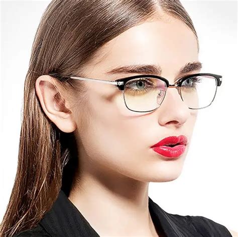 women eyeglasses frames photometric retro metal half frame glasses