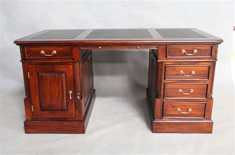 solid mahogany home office desk  drawers antique reproduction design