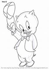 Tunes Looney Draw Step Porky Pig Drawing Tutorials Drawingtutorials101 Improvements Necessary Finally Finish Make sketch template