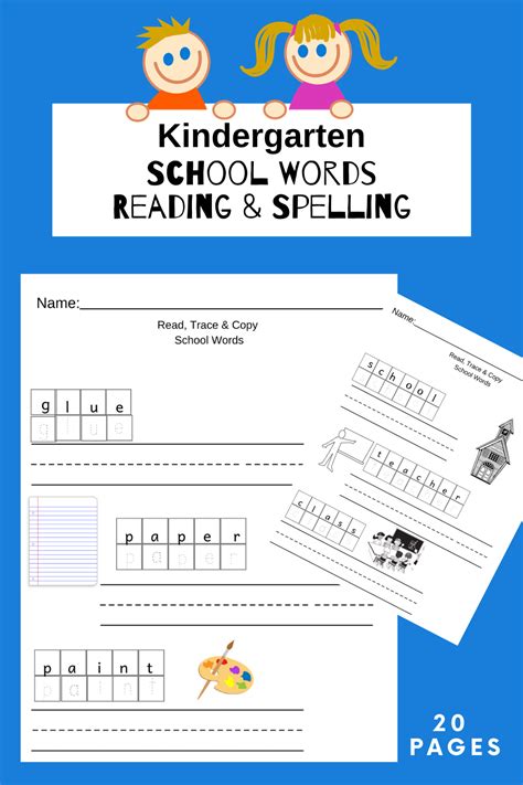 reading tracing copying school words kindergarten language arts