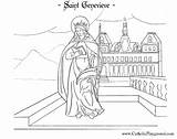 Coloring Pages Saints Genevieve Saint Catholic sketch template