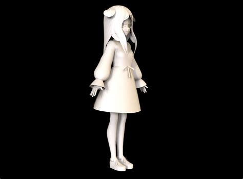 3d model anime girl low poly character 9 vr ar low poly rigged