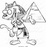 Egyptian Drawing Cartoon Pyramid Coloring Vector Cat Outlined Pages Presenting Leishman Ron Printable Getcolorings sketch template