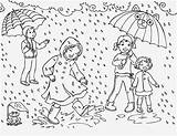 Rain Coloring Pages Fun Rainy Kids Printable Girl Small Under sketch template