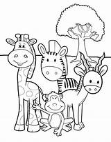 Safari Coloring Animals Pages African Jungle Drawing Animal Baby Color Meet Printable Kids Preschool Print Colouring Sheets Jeep Zoo Book sketch template